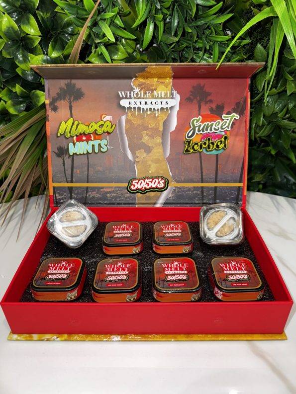 Whole Melt 50/50’s Resin Box: Mimosa Mints x Sunset Zerbet - Whole Melt Extract Official